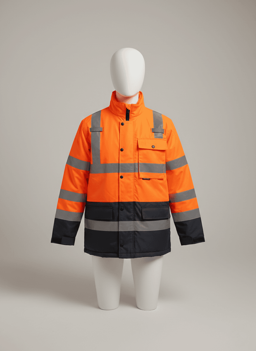 High Visibility Jacket - Fluorescent Orange/Navy